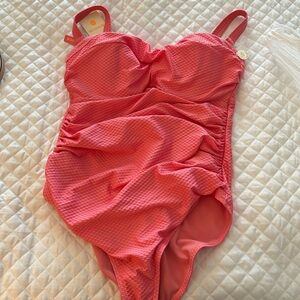 Stunning one piece bedding suit in rich coral. Size 10. Extremely well-made.